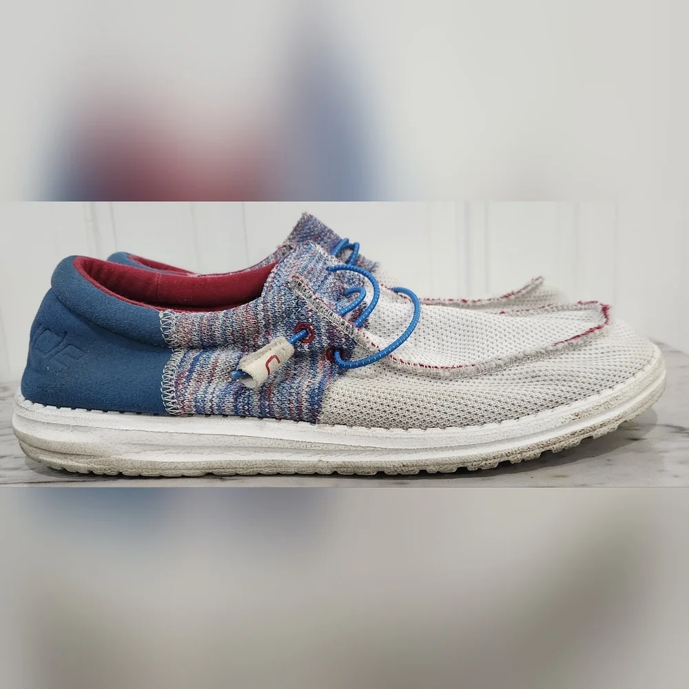 Hey Dude Wally sox funk blue red slip on shoes men's size 13
